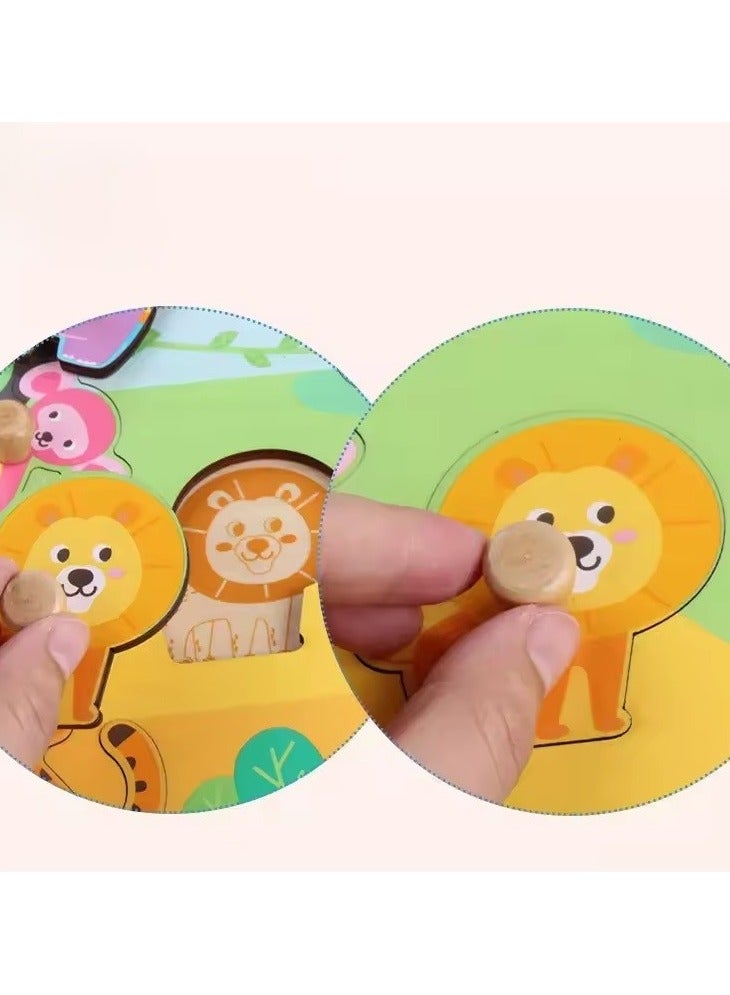 bellanina Montessori Wooden Jigsaw Puzzle Animal Shape Set - Image 2