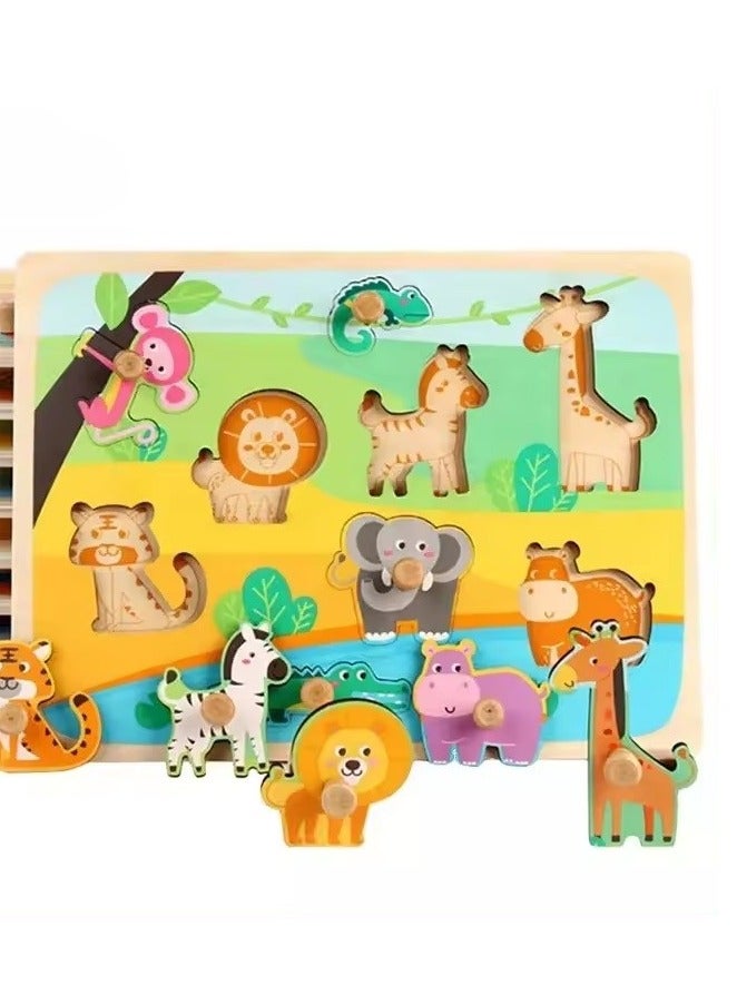 bellanina Montessori Wooden Jigsaw Puzzle Animal Shape Set - Image 4
