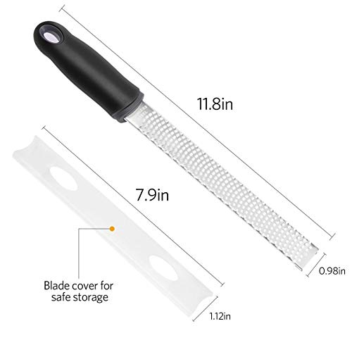 Baskety Lemon Zester & Cheese Grater 13 Inch Stainless Steel Zester with Protective Cover Ginger, Garlic, Fruits & Vegetables (Black) - Image 2