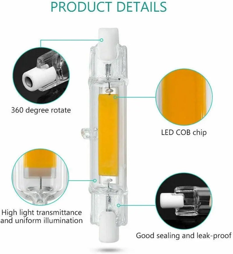 Light Bulb, R7S LED 78mm 118mm 5W 10W 20W Dimmable COB Bulbs Ceramic Glass Tube Light Ampoule Replacement Halogen Bombillas Spotlight,for Home Garage Warehouse(5W-J78-78mm) - Image 4