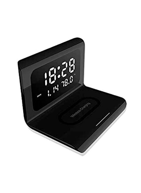 3 in 1 Fast Wireless Charger Electric Digital Alarm Clock LCD