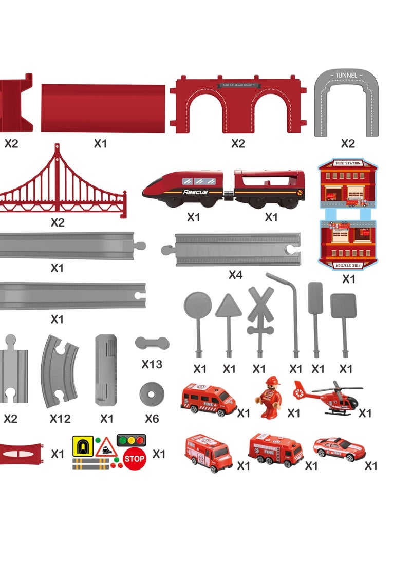 Generic - Electric Train Toys Sets for Boys 66Pcs Battery Operated Train Set with Tracks Magnetic Connection DIY Rail Car Puzzle Assembling Building Blocks Track Magnetic Train Theme Set - Image 1