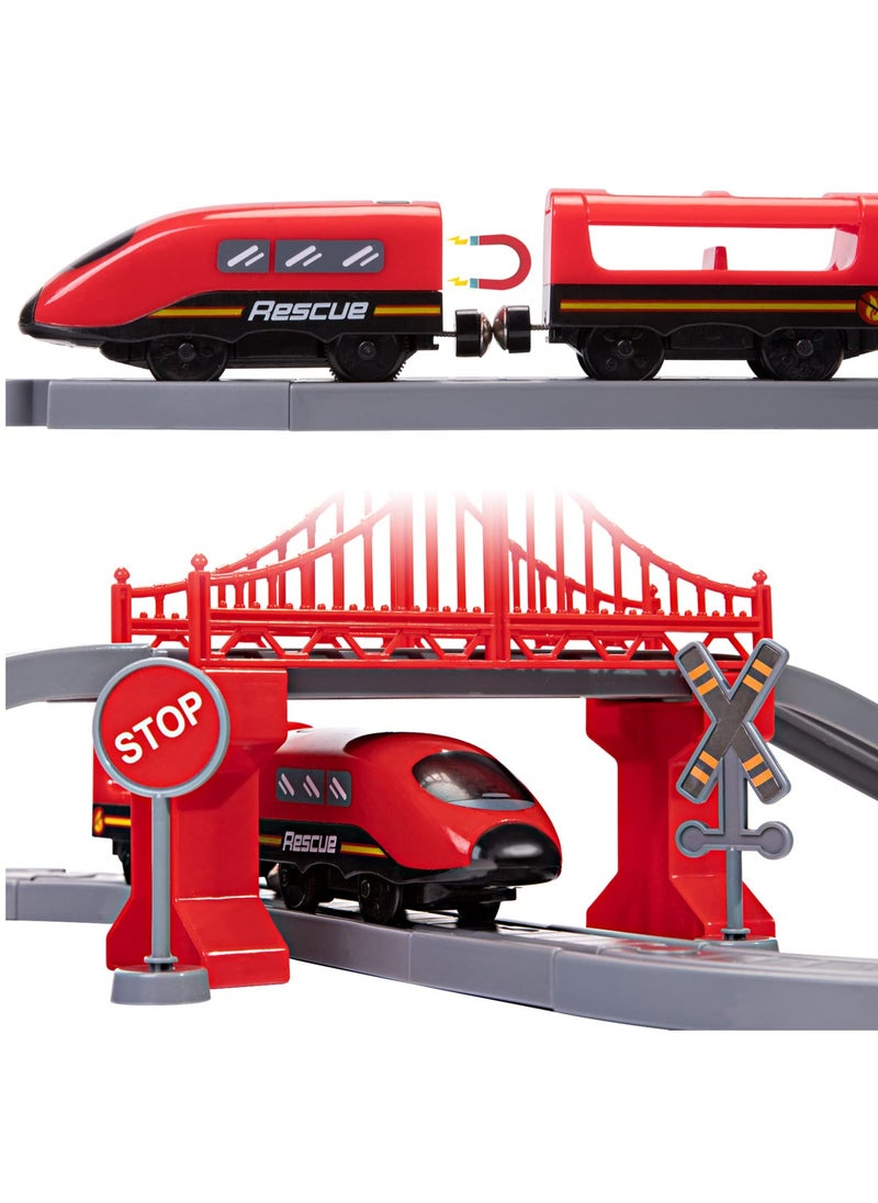 Generic - Electric Train Toys Sets for Boys 66Pcs Battery Operated Train Set with Tracks Magnetic Connection DIY Rail Car Puzzle Assembling Building Blocks Track Magnetic Train Theme Set - Image 1