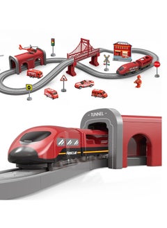 Generic Electric Train Toys Sets for Boys 66Pcs Battery Operated Train Set with Tracks Magnetic Connection DIY Rail Car Puzzle Assembling Building Blocks Track Magnetic Train Theme Set  - Image 1