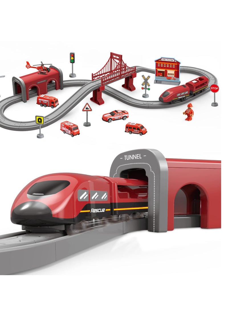 Generic - Electric Train Toys Sets for Boys 66Pcs Battery Operated Train Set with Tracks Magnetic Connection DIY Rail Car Puzzle Assembling Building Blocks Track Magnetic Train Theme Set - Image 1