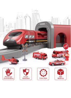 Generic Electric Train Toys Sets for Boys 66Pcs Battery Operated Train Set with Tracks Magnetic Connection DIY Rail Car Puzzle Assembling Building Blocks Track Magnetic Train Theme Set  - Image 2