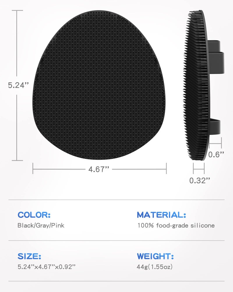 Manmihealth Soft Silicone Shower Brush, Super-Lathering and Deep-Cleaning Body & Face Scrubber, Gentle Exfoliating Bath Glove for All Skin Types, with 2 Free Hooks.(Black + Pink) - Image 3