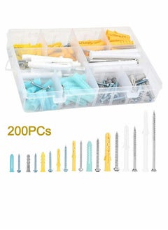 Generic Self Tapping Screws and Ribbed Anchors Assortment Kit 200PCs Wall Plugs Set Plastic Drilling Drywall for Hollow Hanging or Blinds  - Image 2