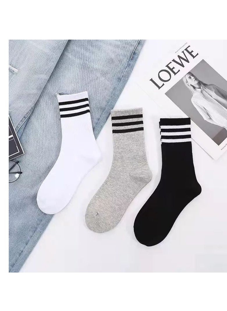Generic - 3 high-quality socks with an elegant design in black, white, and gray - Image 1