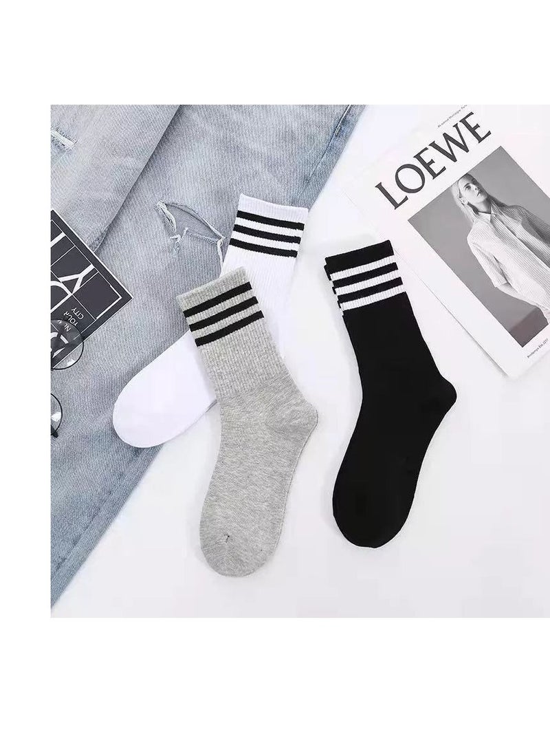 Generic - 3 high-quality socks with an elegant design in black, white, and gray - Image 1