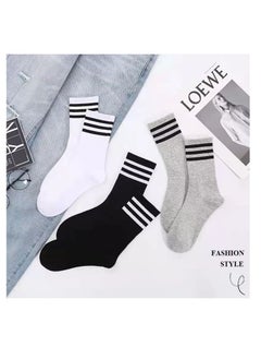 3 high-quality socks with an elegant design in black, white, and gray