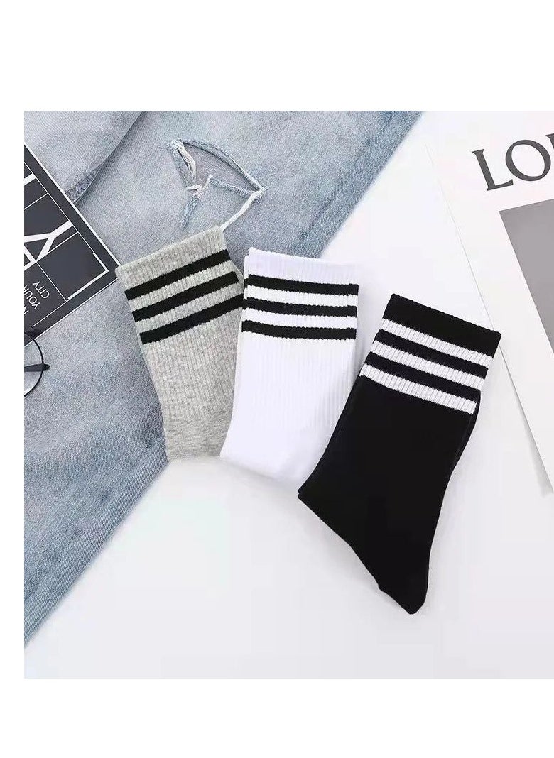Generic - 3 high-quality socks with an elegant design in black, white, and gray - Image 1