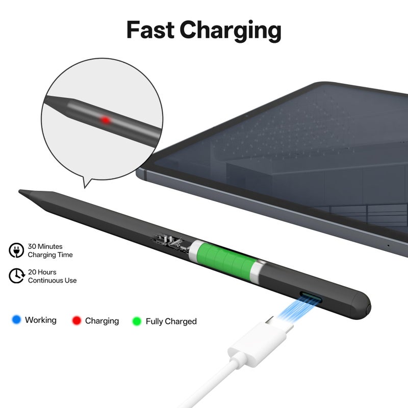 AZX Stylus Pen for iPad Pro 13/12.9/11 Inch-Fast Charge Active Pencil for 2018-2025 iPad Pro 11"/12.9"/M4, iPad 6th/7th/8th/9th/10th/11th, iPad Air 3/4/5/M2/M3, iPad mini 5/6/7/A17pro Gen - Image 3