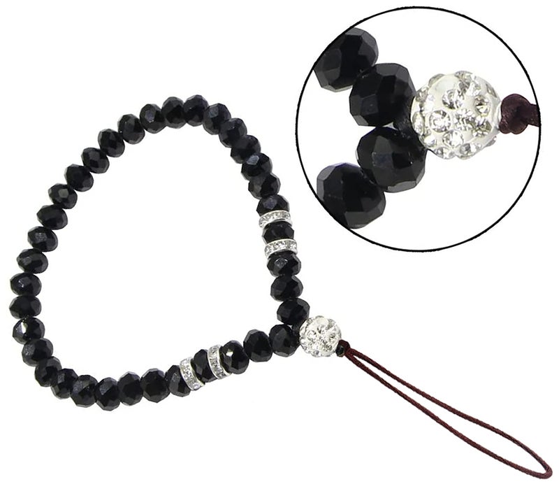 zdyCGTime Cell Phone Lanyard Strap Bling Crystal Beads Hand Wrist Lanyard Strap String for Cell Phone Camera Purse MP3 MP4 iPod PSP Keychain (2 Packs)(17cmBlack&Purple) - Image 3