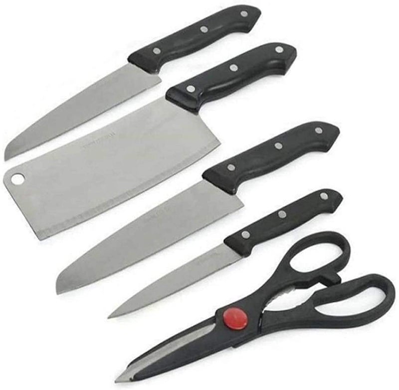 KIDINGTON Wooden Chopping Board with Knife Set and Scissor 6 Piece Stainless Steel Kitchen Knife Knives Set with Knife Scissor - Image 2