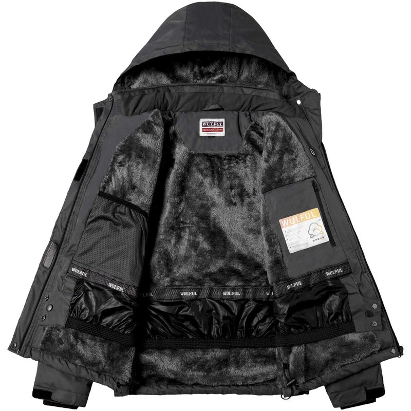 WULFUL Men's Waterproof Ski Jacket Warm Winter Snow Coat Mountain Windbreaker - Image 2