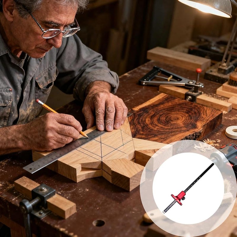 أداة النجارة للقياس 22 سم بشفرة معدنية بمقاييس مترية وإمبراطورية - Image 5