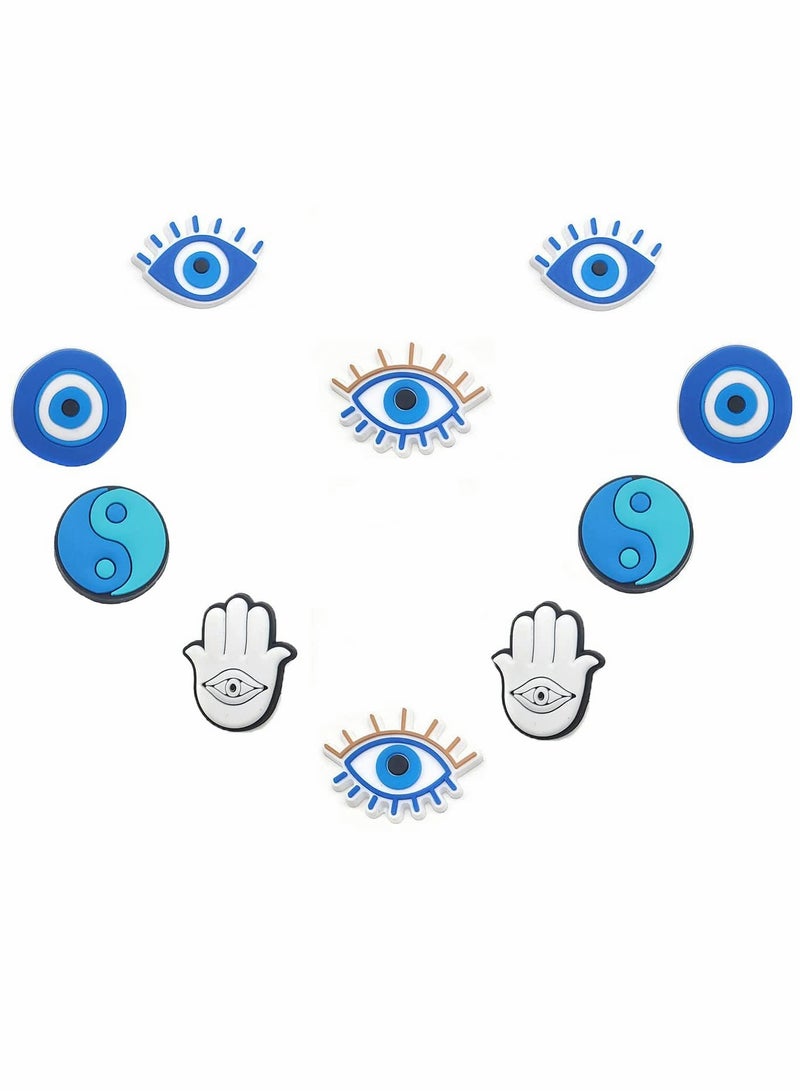 10 PCS Evil Eye Shoe Charms for Women & Girls - Anime-Inspired Clog & Sandal Accessories, Stylish Bracelet & Wristband Decorations - Image 1