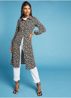 Floral Print Button Through Kimono