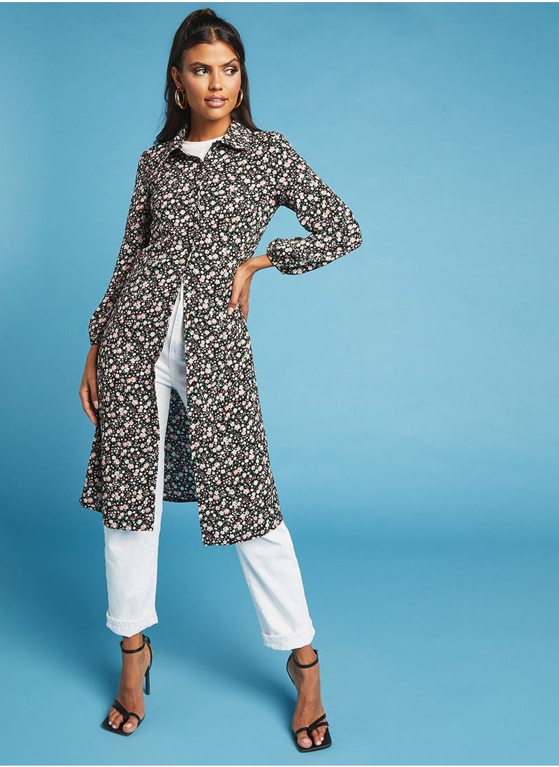 Styli - Floral Print Button Through Kimono - Image 1