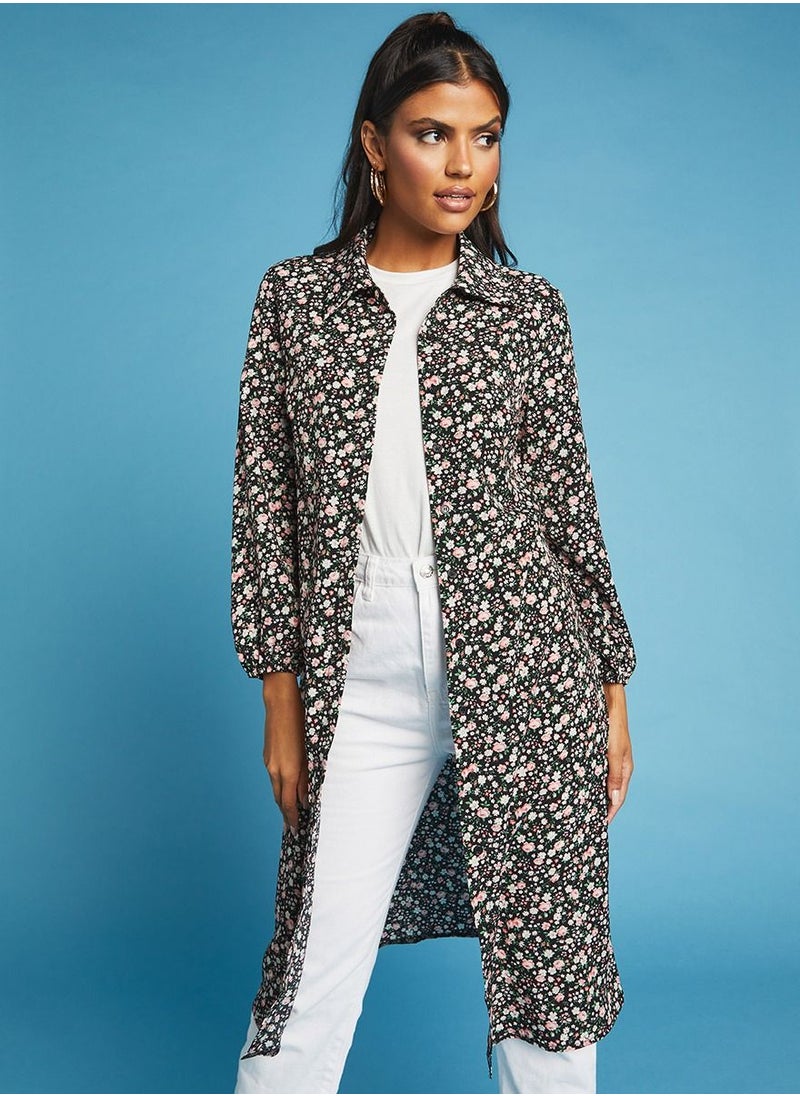 Styli - Floral Print Button Through Kimono - Image 1