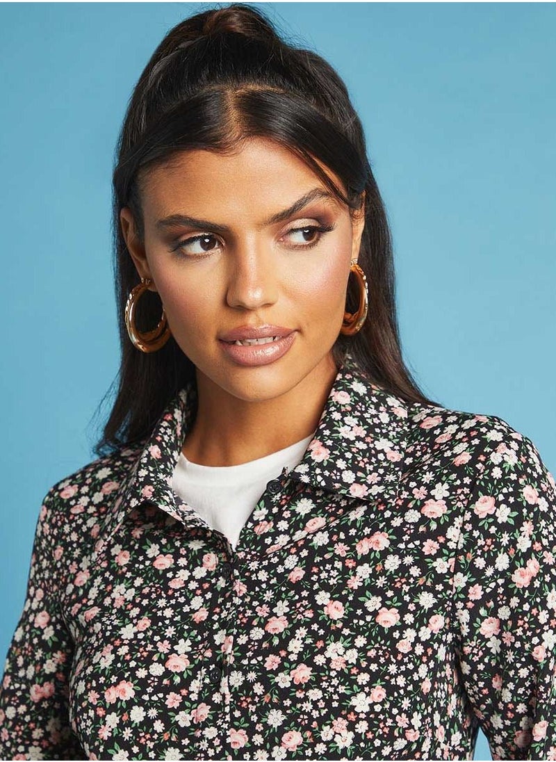 Styli - Floral Print Button Through Kimono - Image 1