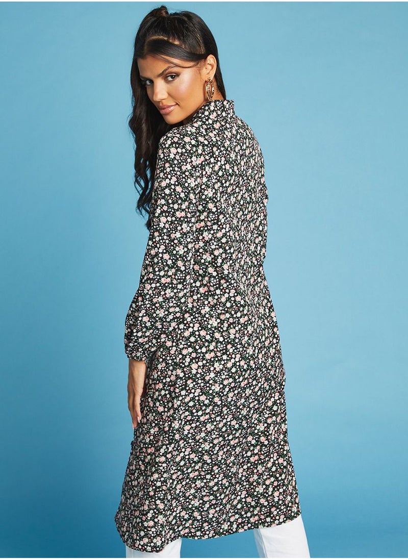 Styli - Floral Print Button Through Kimono - Image 1