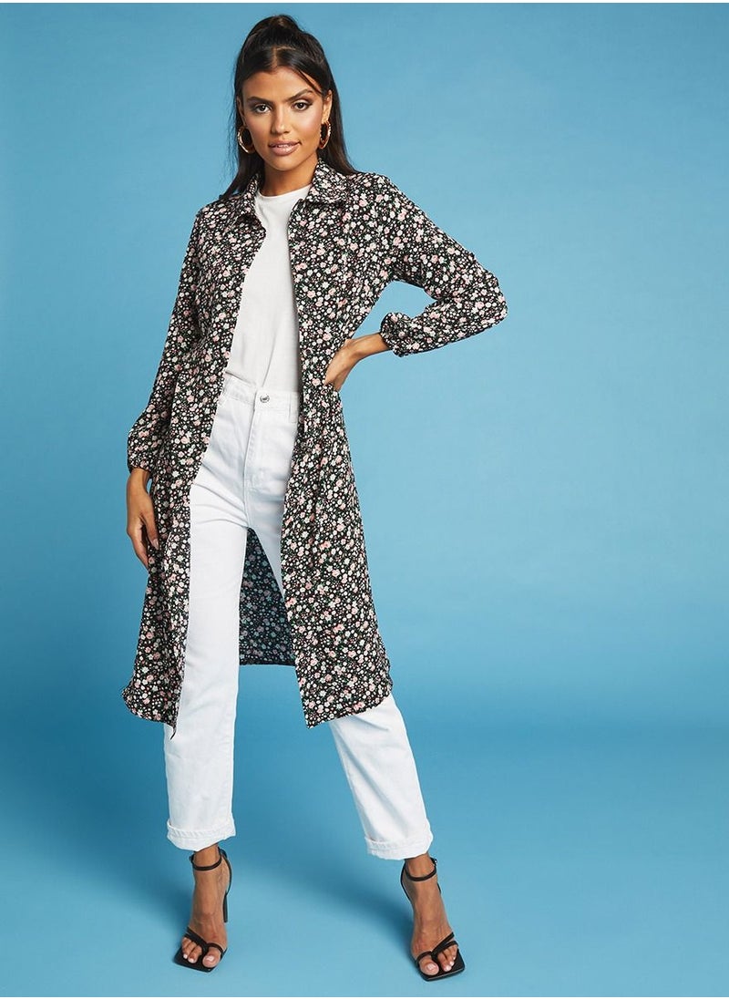 Styli - Floral Print Button Through Kimono - Image 1