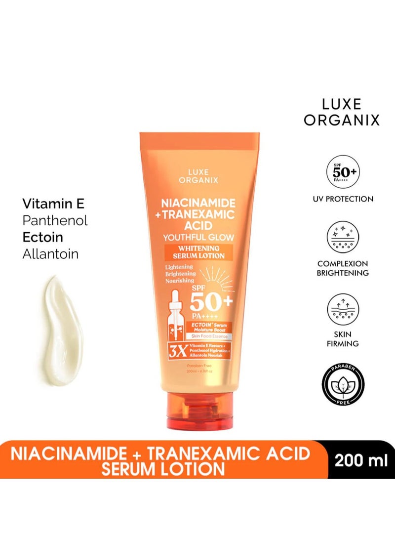 LUXE ORGANIX Niacinamide and Tranexamic Acid Youthful Glow Whitening Serum Lotion 200ml - Image 5