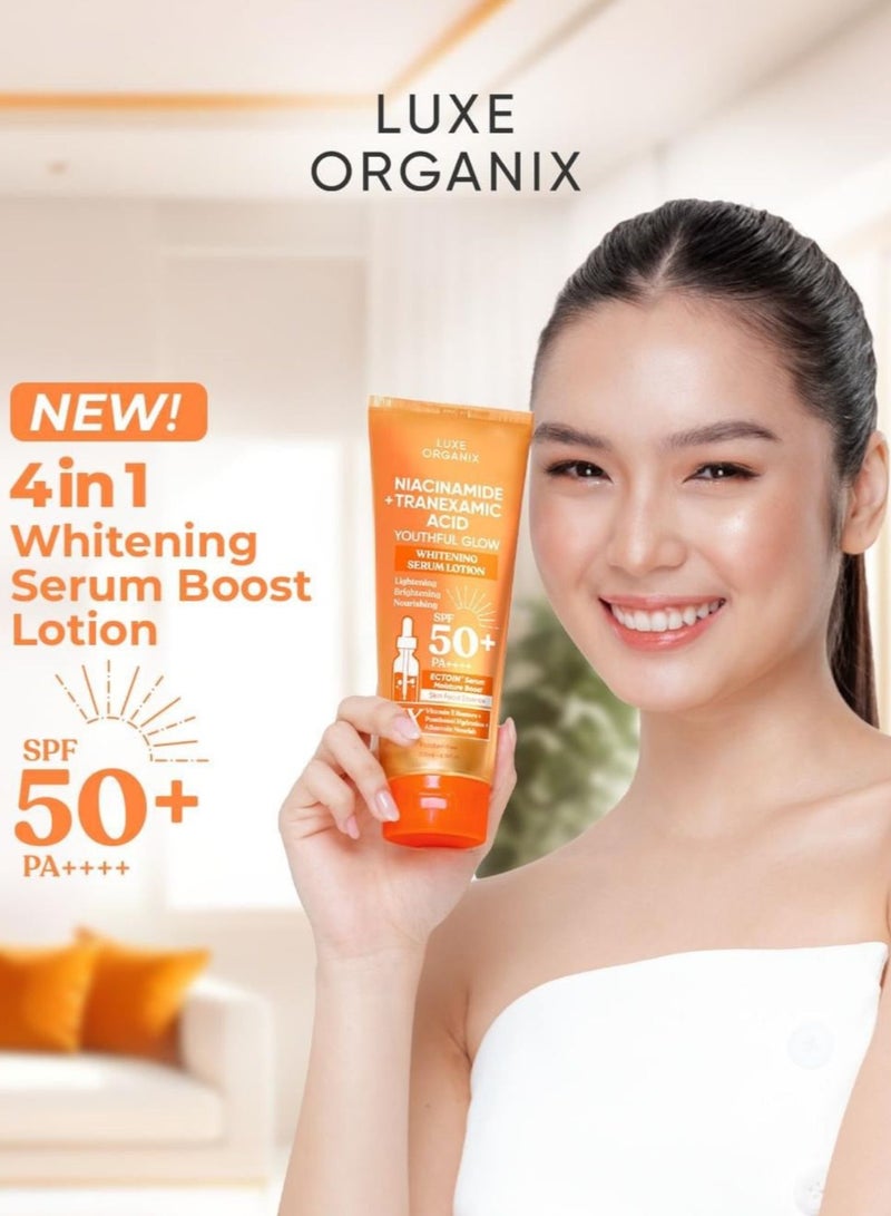 LUXE ORGANIX Niacinamide and Tranexamic Acid Youthful Glow Whitening Serum Lotion 200ml - Image 3