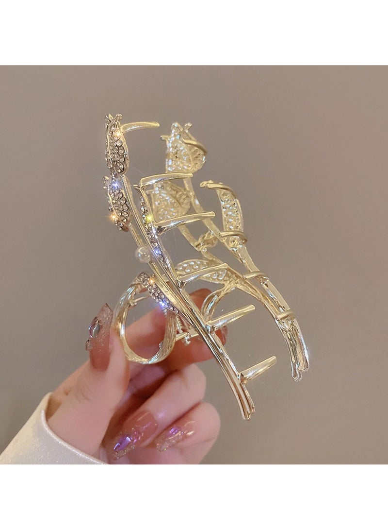 Goolsky مشبك شعر بتصميم توليب 1 قطعة، مشبك كبير على شكل قرش عالي الجودة للنساء ذوات الشعر الكثيف - Image 2