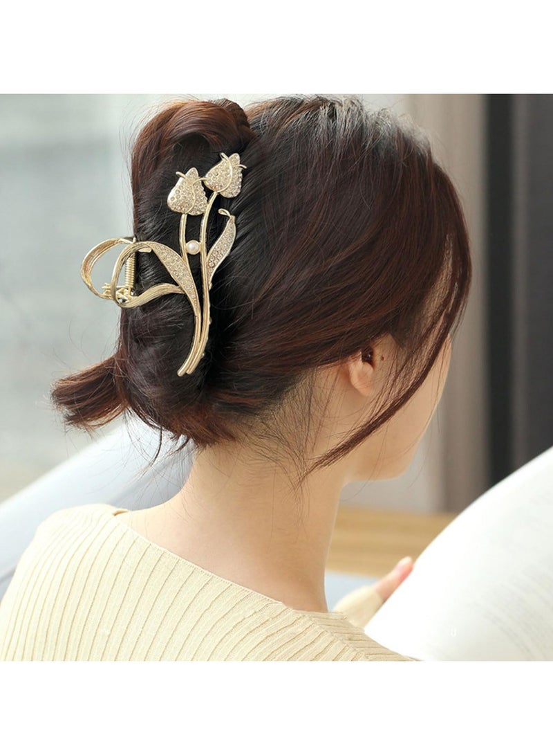 Goolsky مشبك شعر بتصميم توليب 1 قطعة، مشبك كبير على شكل قرش عالي الجودة للنساء ذوات الشعر الكثيف - Image 3