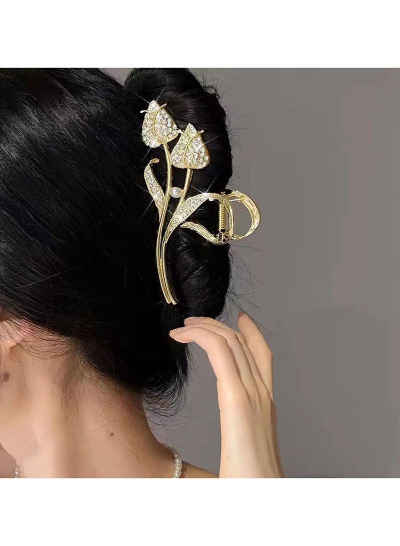 Goolsky مشبك شعر بتصميم توليب 1 قطعة، مشبك كبير على شكل قرش عالي الجودة للنساء ذوات الشعر الكثيف - Image 4