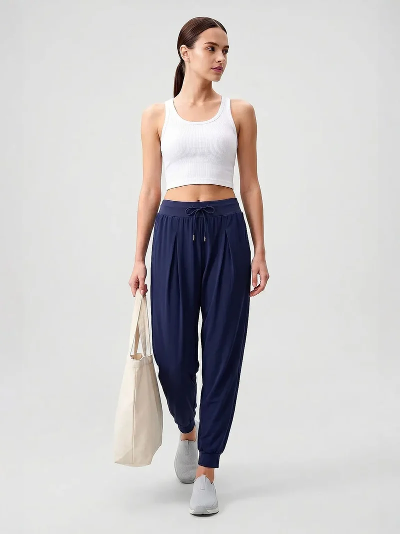 تومي لايف TOMMY Mid Waist Thin Jersey Jogger Pants with Pocket