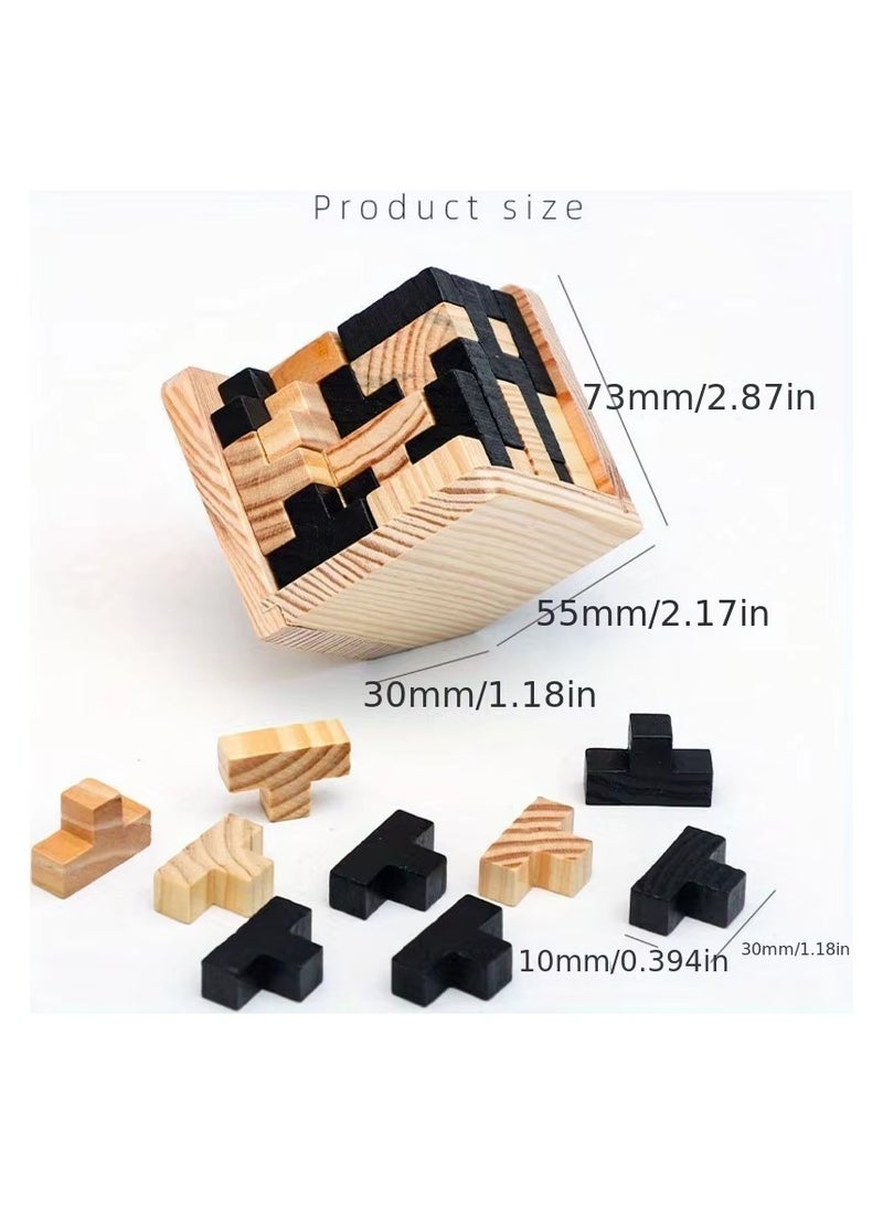 3D Rubik's Cube Jigsaw Puzzle Luban Lock Creative Educational Wooden Toy Brain IQ Thinking Early Education Game Children's Gift - Image 5
