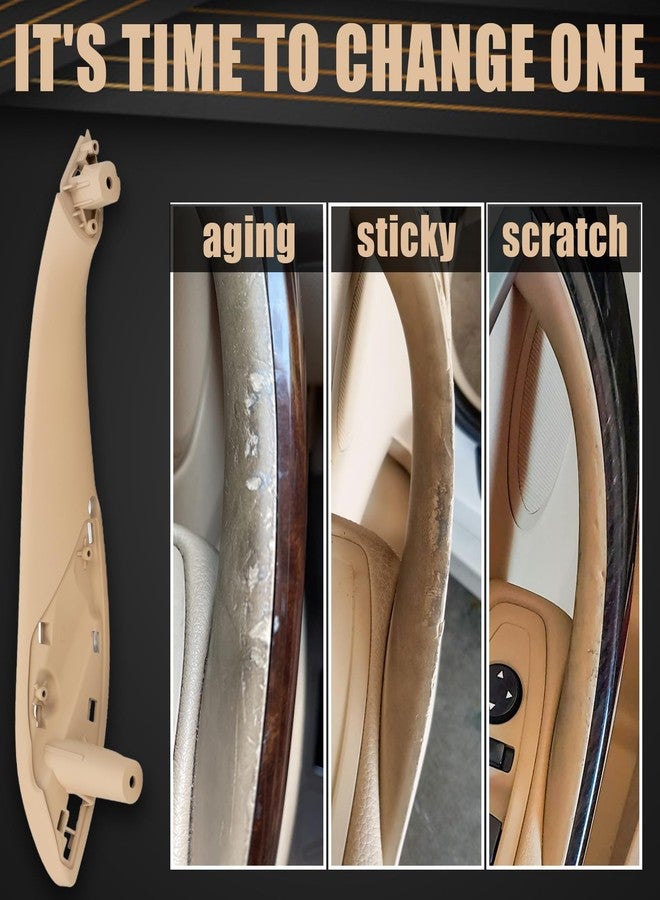 WEILEITE Front Interior Door Pull Handle Grab Armrest Compatible with 320i,328i,330i,340i,418i,420i,428i,430i,435i,440i & BMW 3 Series 4 Series Replace 51417279311(Beige,Right Passenger Side) - Image 2