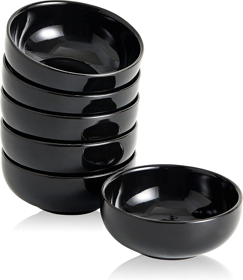 Swuut Ceramic Pinch Bowls,4oz Mini Bowls Set,Dipping Soy Sauce Dish Bowls,Set of 6 (Black) - Image 1