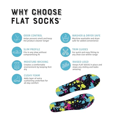 FLAT SOCKS جوارب مسطحة جوارب غير مرئية، بطانة بدون جوارب، لا تنزلق، لا رائحة، قابلة للغسل، إدخال حذاء بدون حذاء، أنماط متعددة الألوان، بقع طلاء، صغيرة - Image 2