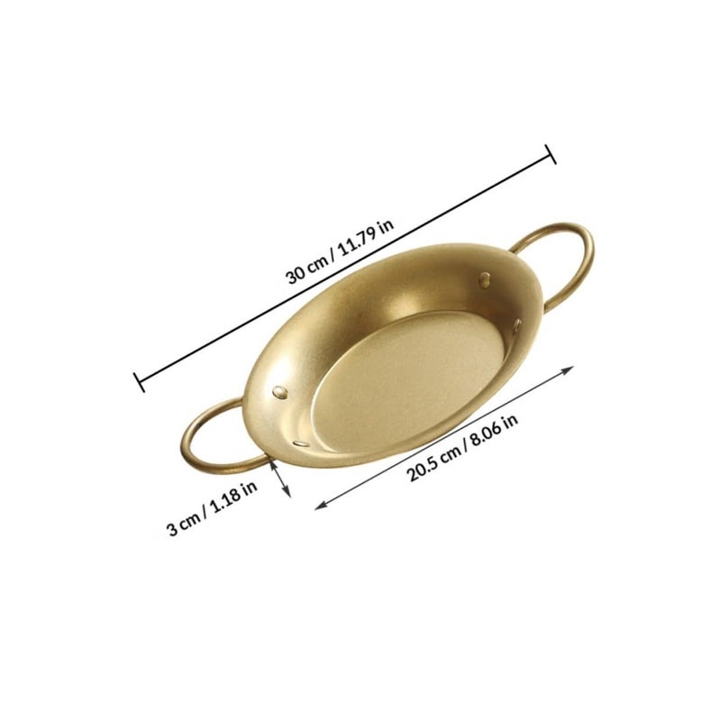 Vanzack 20.5cm Stainless Steel Paella Pan Retro Gold Dual Handle Seafood Pan - Image 3
