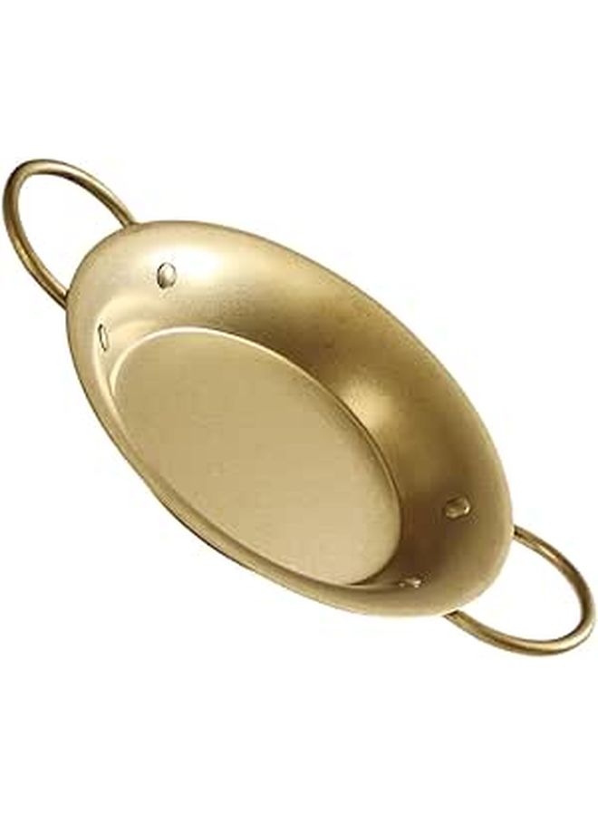 Vanzack 20.5cm Stainless Steel Paella Pan Retro Gold Dual Handle Seafood Pan - Image 1
