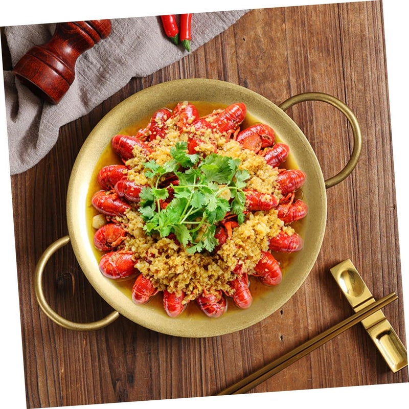 Vanzack 20.5cm Stainless Steel Paella Pan Retro Gold Dual Handle Seafood Pan - Image 5