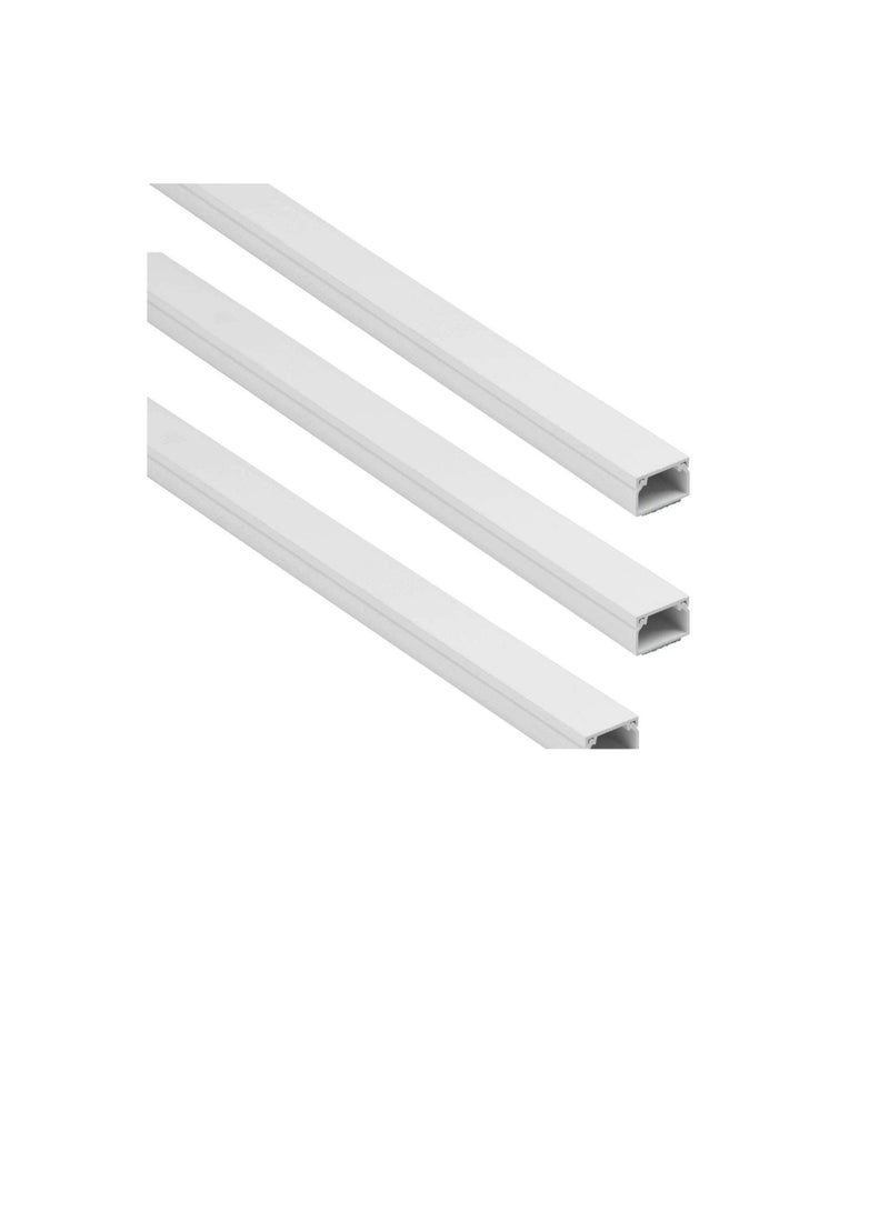 90cm Length 50x50mm Square Cable Box PVC Trunking White Wall Cord Cover Cable Concealer On-Wall Wire Cover Paintable Cable Management Raceway to Hide Wires - Pack of 3  - Image 1