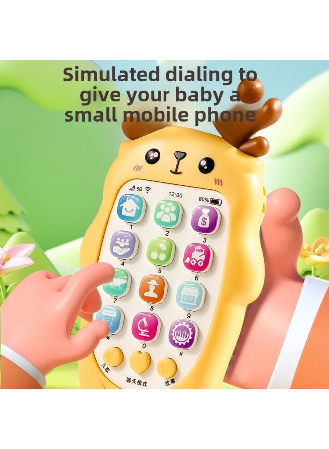 Baby Can Gnaw Bite Rubber Toys Baby Phone Children's Early Education Educational Toys Mobile Phone Music Story Machine-Color:Cute Powder-Specifications:Children's Educational Deer Mobile Phone Comes With A Lanyard  - Image 2