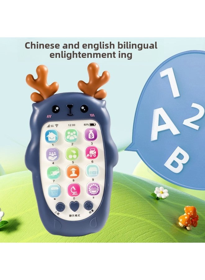Baby Can Gnaw Bite Rubber Toys Baby Phone Children's Early Education Educational Toys Mobile Phone Music Story Machine-Color:Cute Powder-Specifications:Children's Educational Deer Mobile Phone Comes With A Lanyard  - Image 5