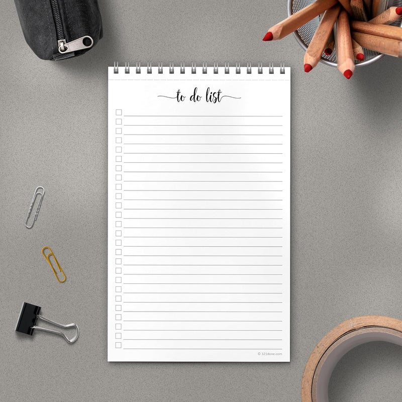 321Done to Do List Notepad 5.5x8.5 Spiral - Made in USA, Simple Undated Checklist, Daily Planner Notebook for Organizing, Planning, Task Checklist Organizer for Work, Office, Home, School - 50 Sheets - Image 3