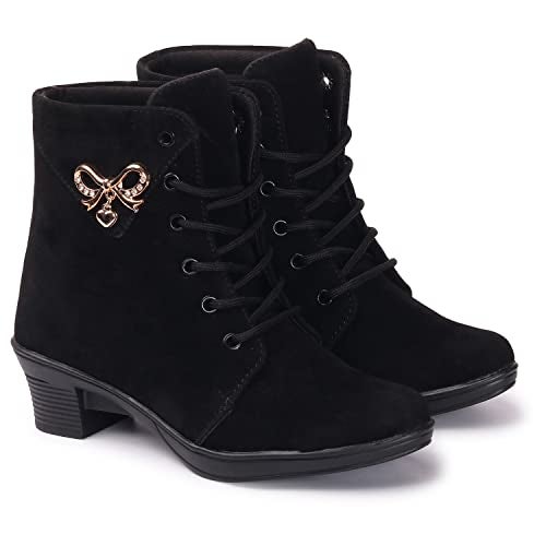 KRAFTER High Ankle Synthetic Boots For Womens And girls Black-uk-5-Black-M071-38 - Image 1
