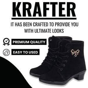 KRAFTER High Ankle Synthetic Boots For Womens And girls Black-uk-5-Black-M071-38 - Image 2