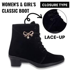 KRAFTER High Ankle Synthetic Boots For Womens And girls Black-uk-5-Black-M071-38 - Image 4
