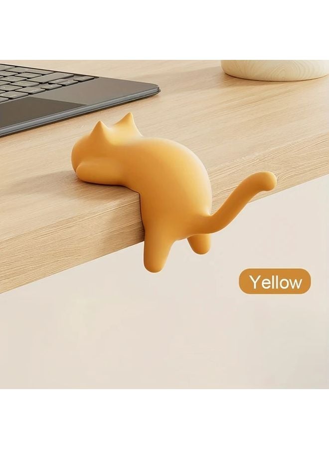 Yellow Cat Desk Hook No Drill Organizer Strong Adhesive Holds Keys Cables Bags - Image 1
