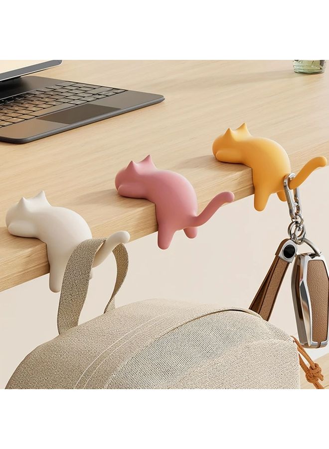 Yellow Cat Desk Hook No Drill Organizer Strong Adhesive Holds Keys Cables Bags - Image 4